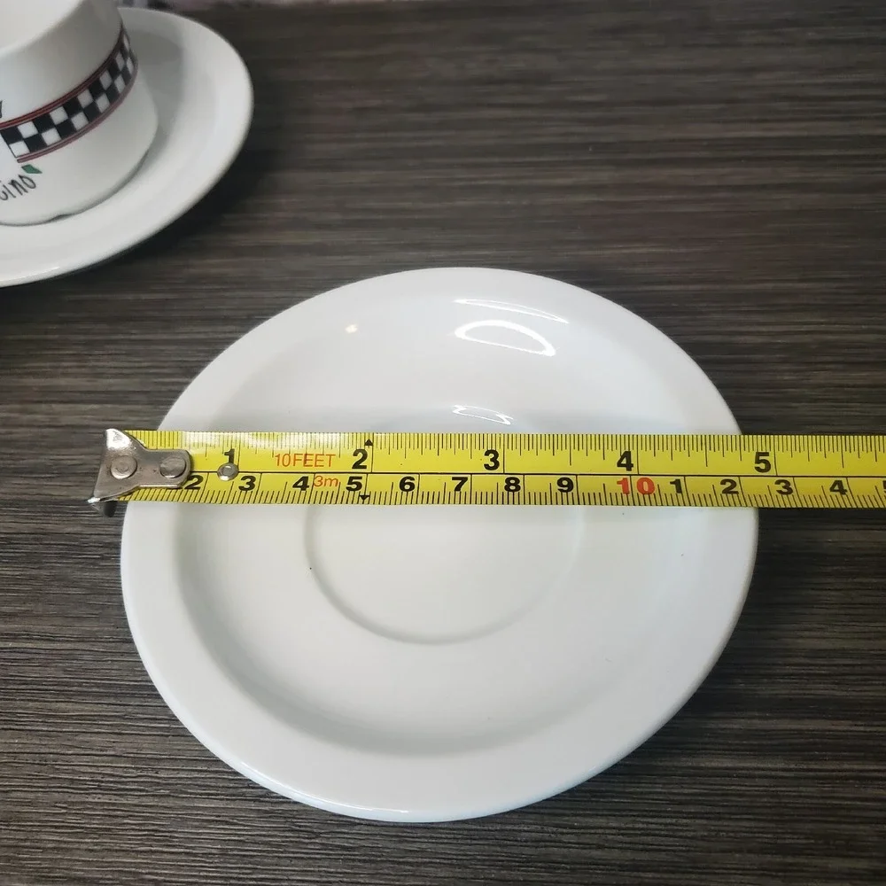 Expresso Coffee Cup & Saucer‎ Set Of 2 Black &White Diner Checkered